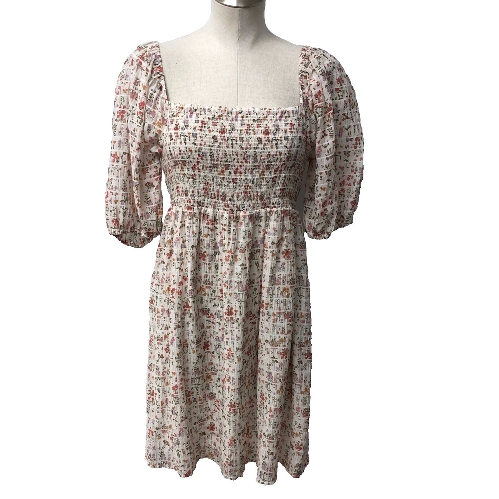 Rails Geena‎ Ambrosia Babydoll Smocked Dress Womens Medium Floral Coquette Boho